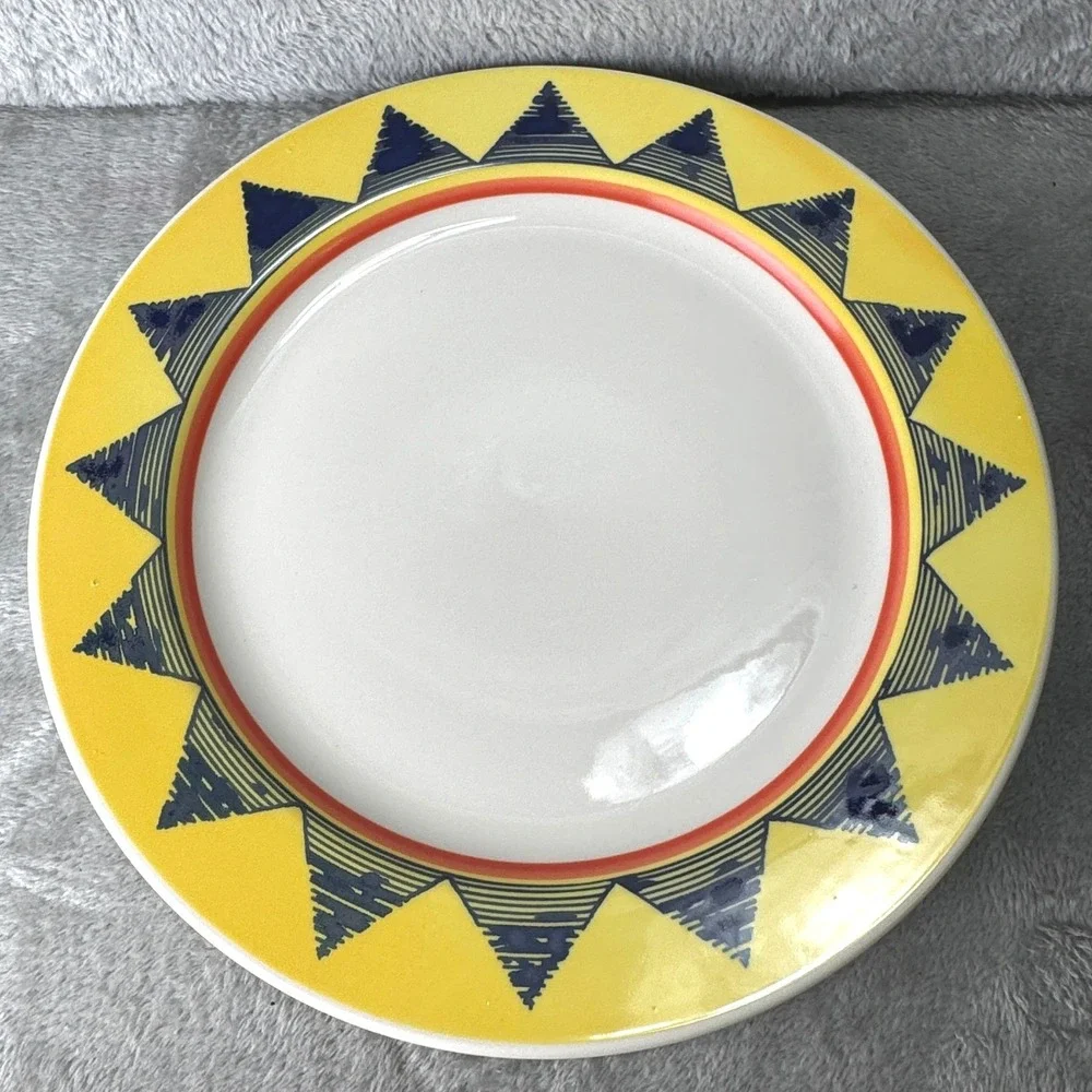 Homer Laughlin Sunburst Salerno Dinner Plate Platter Yellow Geometric USA